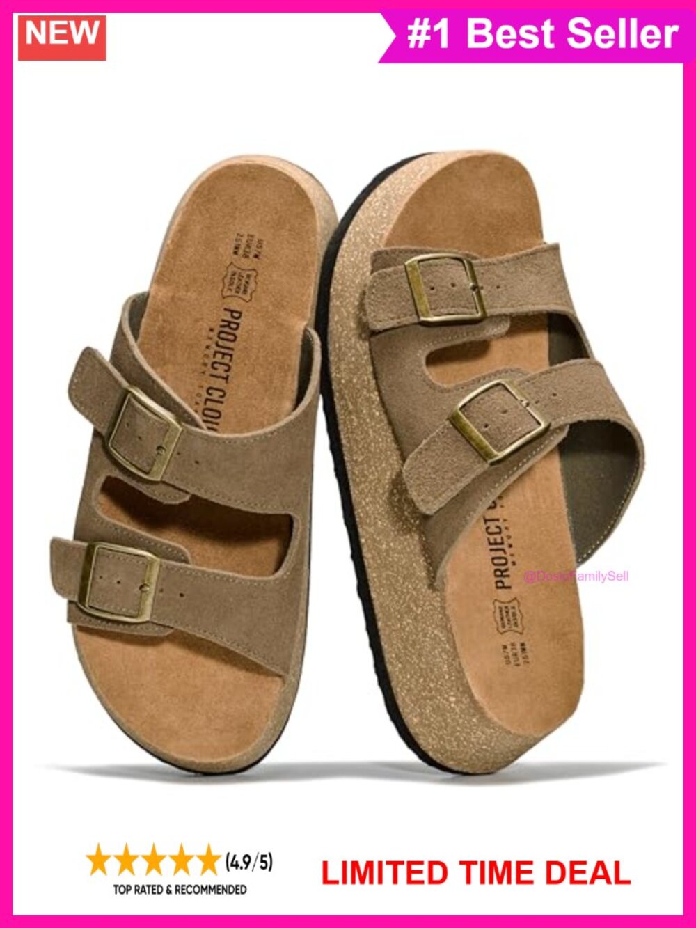 Genuine Leather Wedge Platform Sandals Womens Casual Slip On Open Toe